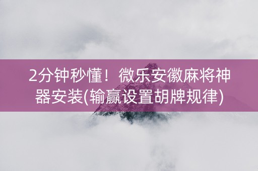 2分钟秒懂！微乐安徽麻将神器安装(输赢设置胡牌规律)