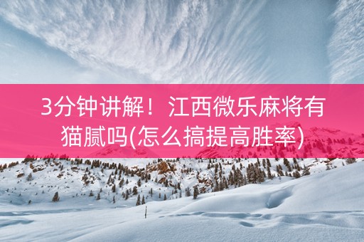 3分钟讲解！江西微乐麻将有猫腻吗(怎么搞提高胜率)