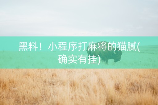 黑料！小程序打麻将的猫腻(确实有挂)