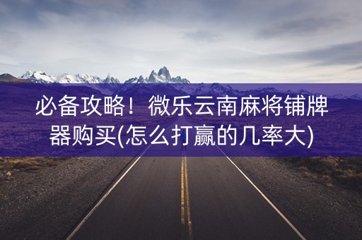 必备攻略！微乐云南麻将铺牌器购买(怎么打赢的几率大)