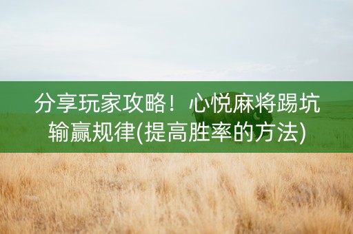 分享玩家攻略！心悦麻将踢坑输赢规律(提高胜率的方法)