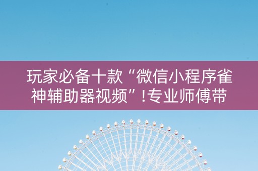 玩家必备十款“微信小程序雀神辅助器视频”!专业师傅带你一起了解（详细教程）-知乎