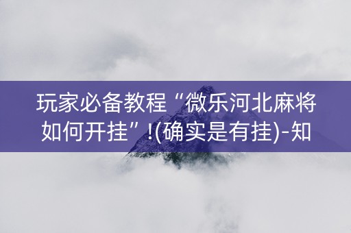 玩家必备教程“微乐河北麻将如何开挂”!(确实是有挂)-知乎