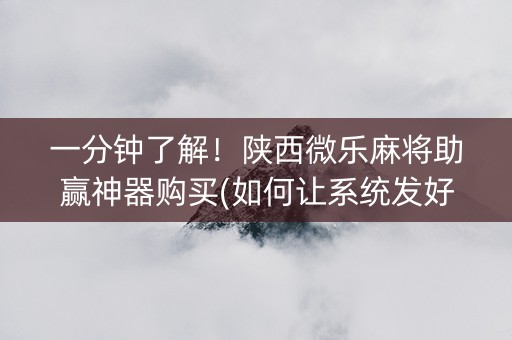 一分钟了解！陕西微乐麻将助赢神器购买(如何让系统发好牌)