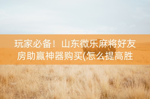 玩家必备！山东微乐麻将好友房助赢神器购买(怎么提高胜率)