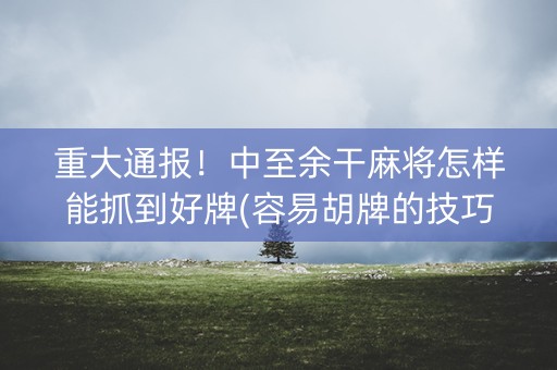 重大通报！中至余干麻将怎样能抓到好牌(容易胡牌的技巧)