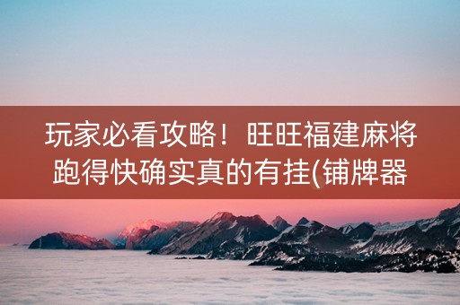 玩家必看攻略！旺旺福建麻将跑得快确实真的有挂(铺牌器购买)