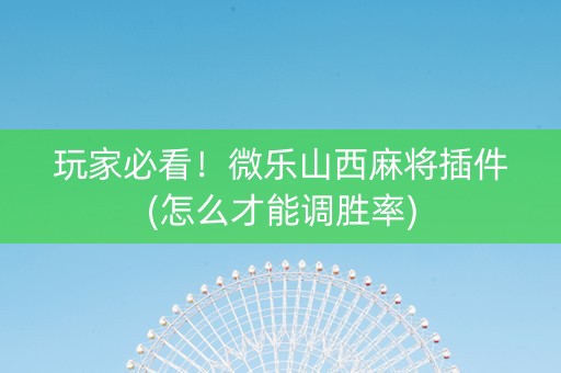 玩家必看！微乐山西麻将插件(怎么才能调胜率)