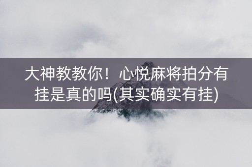 大神教教你！心悦麻将拍分有挂是真的吗(其实确实有挂)