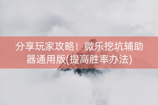 分享玩家攻略！微乐挖坑辅助器通用版(提高胜率办法)