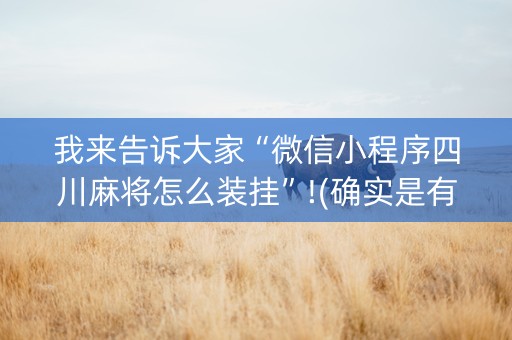 我来告诉大家“微信小程序四川麻将怎么装挂”!(确实是有挂)-知乎