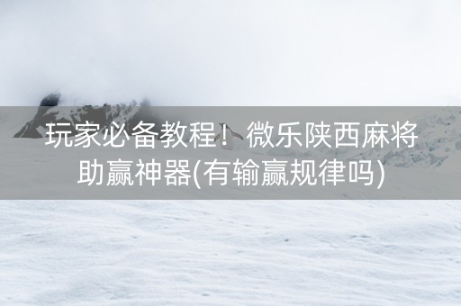 玩家必备教程！微乐陕西麻将助赢神器(有输赢规律吗)