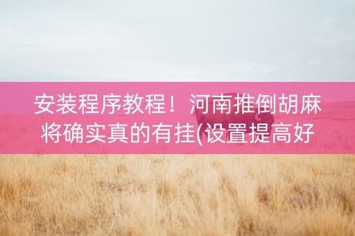 安装程序教程！河南推倒胡麻将确实真的有挂(设置提高好牌几率)
