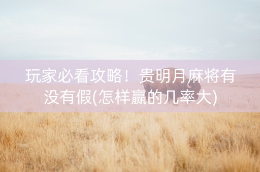 玩家必看攻略！贵明月麻将有没有假(怎样赢的几率大)