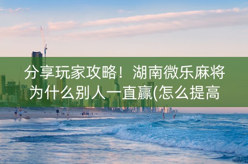 分享玩家攻略！湖南微乐麻将为什么别人一直赢(怎么提高好牌几率)