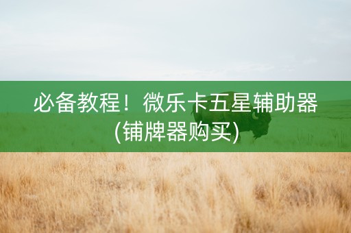 必备教程！微乐卡五星辅助器(铺牌器购买)