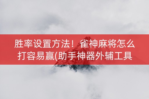 胜率设置方法！雀神麻将怎么打容易赢(助手神器外辅工具)