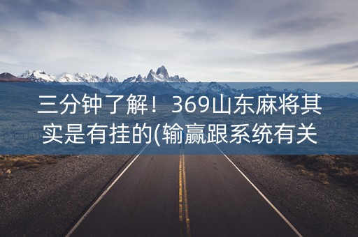 三分钟了解！369山东麻将其实是有挂的(输赢跟系统有关系吗)