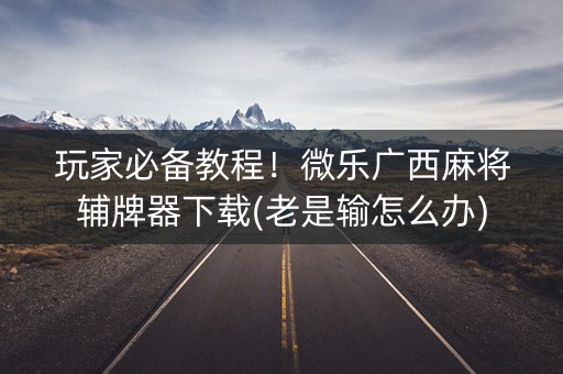 玩家必备教程！微乐广西麻将辅牌器下载(老是输怎么办)