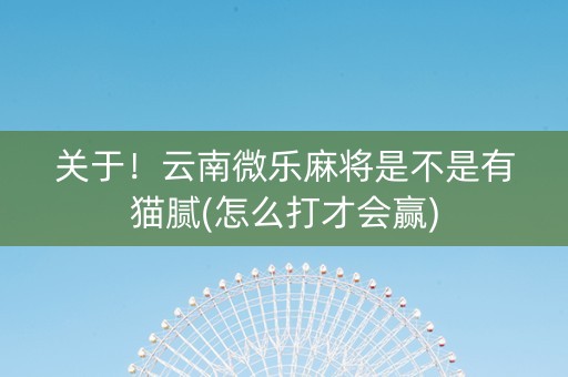 关于！云南微乐麻将是不是有猫腻(怎么打才会赢)