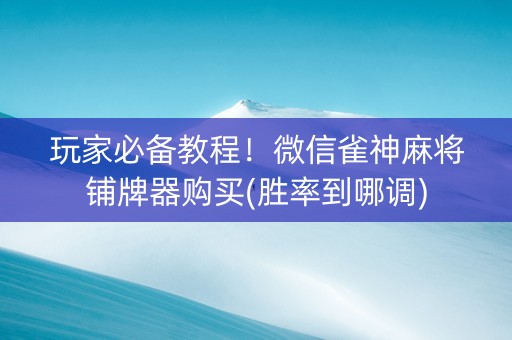 玩家必备教程！微信雀神麻将铺牌器购买(胜率到哪调)