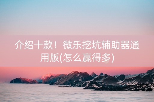介绍十款！微乐挖坑辅助器通用版(怎么赢得多)