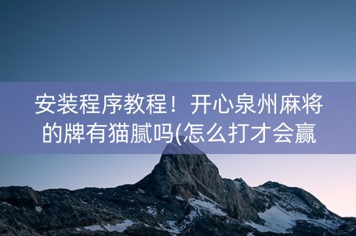 安装程序教程！开心泉州麻将的牌有猫腻吗(怎么打才会赢)
