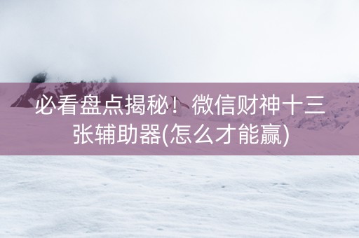 必看盘点揭秘！微信财神十三张辅助器(怎么才能赢)