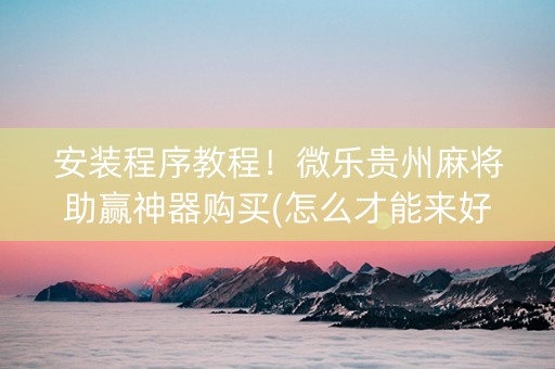 安装程序教程！微乐贵州麻将助赢神器购买(怎么才能来好牌)