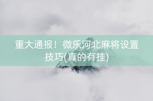 重大通报！微乐河北麻将设置技巧(真的有挂)