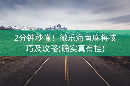 2分钟秒懂！微乐海南麻将技巧及攻略(确实真有挂)