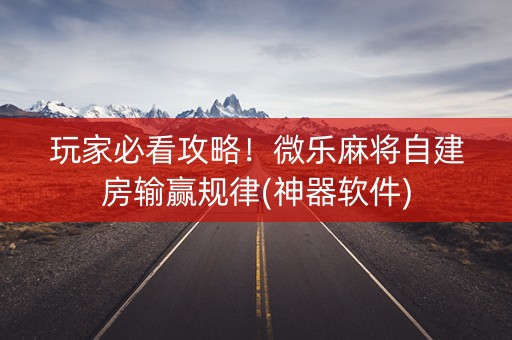 玩家必看攻略！微乐麻将自建房输赢规律(神器软件)