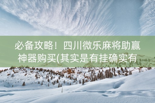 必备攻略！四川微乐麻将助赢神器购买(其实是有挂确实有挂)