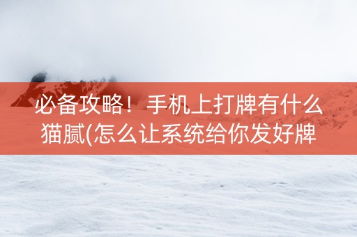 必备攻略！手机上打牌有什么猫腻(怎么让系统给你发好牌)