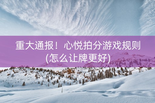 重大通报！心悦拍分游戏规则(怎么让牌更好)