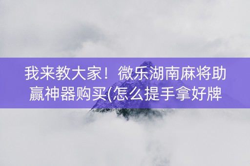 我来教大家！微乐湖南麻将助赢神器购买(怎么提手拿好牌)