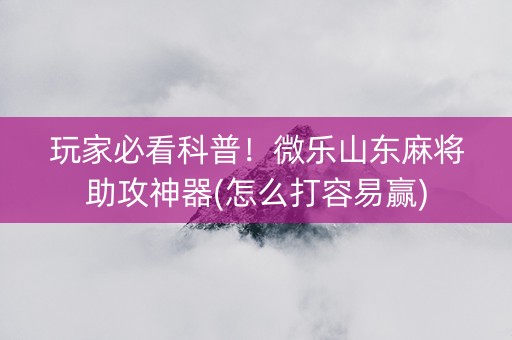 玩家必看科普！微乐山东麻将助攻神器(怎么打容易赢)
