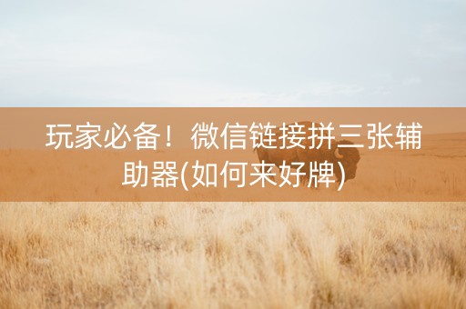 玩家必备！微信链接拼三张辅助器(如何来好牌)