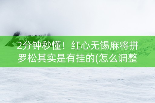 2分钟秒懂！红心无锡麻将拼罗松其实是有挂的(怎么调整胜率)
