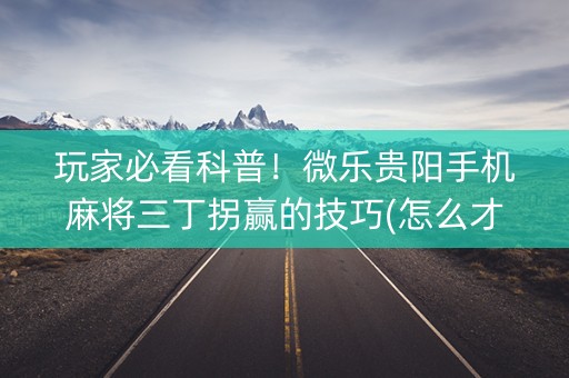 玩家必看科普！微乐贵阳手机麻将三丁拐赢的技巧(怎么才能赢得多)