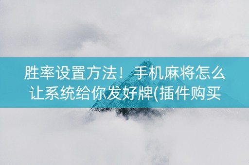 胜率设置方法！手机麻将怎么让系统给你发好牌(插件购买输赢规律)