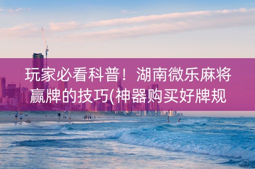 玩家必看科普！湖南微乐麻将赢牌的技巧(神器购买好牌规律)