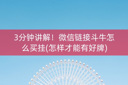 3分钟讲解！微信链接斗牛怎么买挂(怎样才能有好牌)
