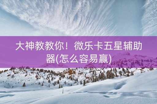 大神教教你！微乐卡五星辅助器(怎么容易赢)