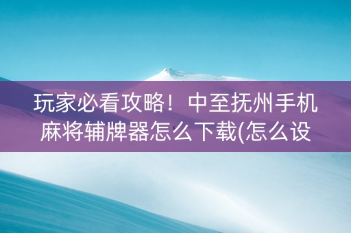 玩家必看攻略！中至抚州手机麻将辅牌器怎么下载(怎么设置会赢)