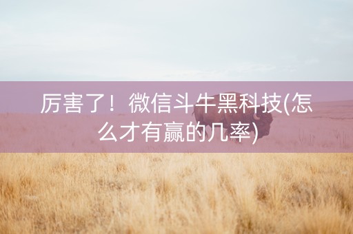 厉害了！微信斗牛黑科技(怎么才有赢的几率)