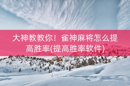 大神教教你！雀神麻将怎么提高胜率(提高胜率软件)