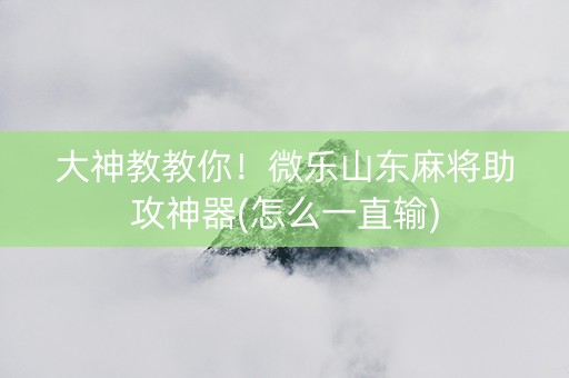 大神教教你！微乐山东麻将助攻神器(怎么一直输)