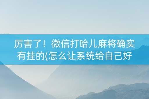 厉害了！微信打哈儿麻将确实有挂的(怎么让系统给自己好牌)