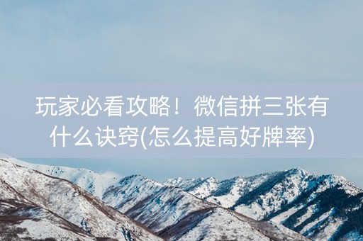 玩家必看攻略！微信拼三张有什么诀窍(怎么提高好牌率)
